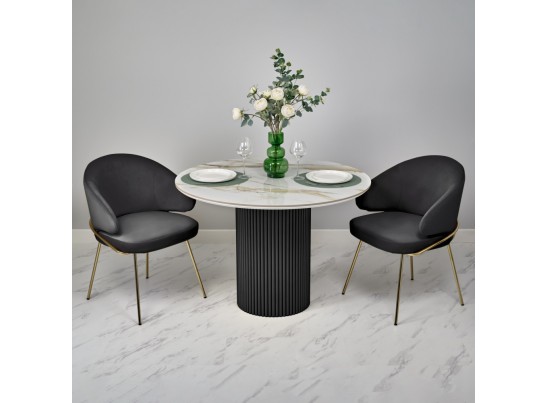 Стол Aura D110, керамогранит Calacatte gold мрамор, чёрный в Кургане