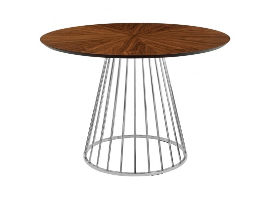 Стол Liverpool диам.110см, шпон орех лучевой набор, с хромированными ножками в Кургане