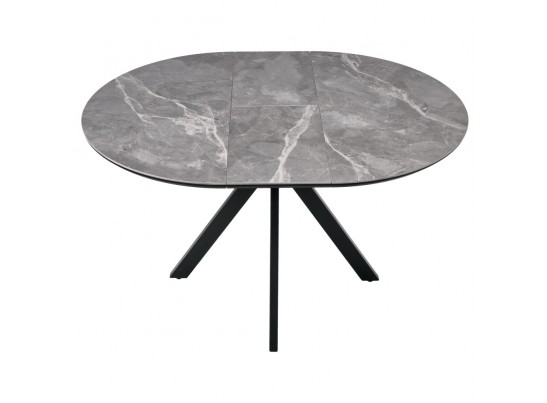 Стол Rudolf круглый раскладной 100-130x100x75см, серый керамогранит, черный в Кургане