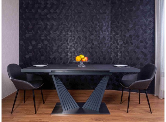 Стол раздвижной ASTRA 140-190x80х80см, керамогранит, сталь, антрацит в Кургане