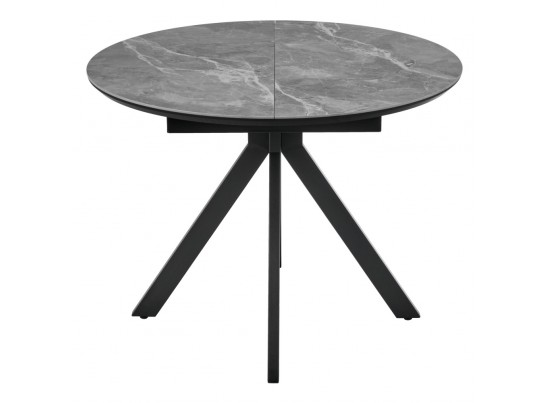 Стол Rudolf круглый раскладной 100-130x100x75см, серый керамогранит, черный в Кургане