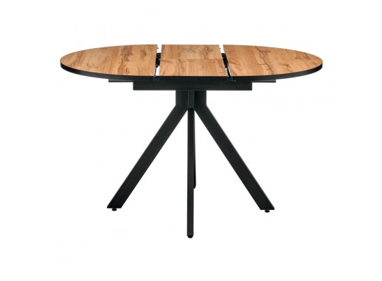 Стол Rudolf круглый раскладной 90-120x90x75см, Дуб Вотан, чёрный в Кургане