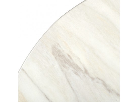 Стол Liverpool диам.100см, керамогранит белый мрамор с хромированными ножками в Кургане