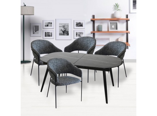 Стол Marble овальный раздвижной 160/200 х 90х 78см, чёрный мрамор в Кургане