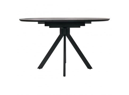 Стол Rudolf круглый раскладной 100-130x100x75см, серый керамогранит, черный в Кургане