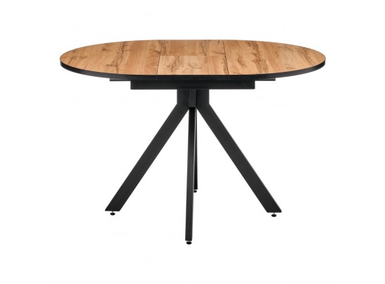 Стол Rudolf круглый раскладной 90-120x90x75см, Дуб Вотан, чёрный в Кургане