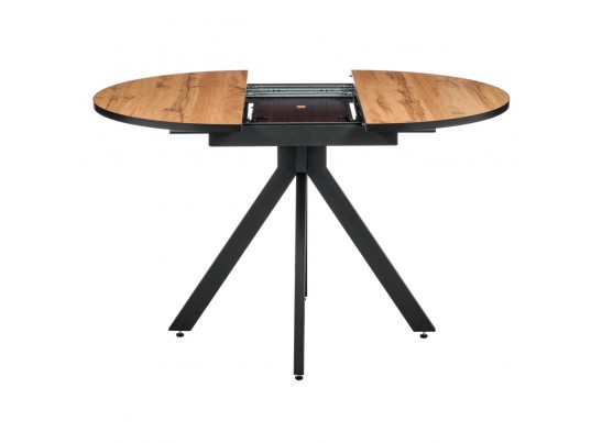 Стол Rudolf круглый раскладной 90-120x90x75см, Дуб Вотан, чёрный в Кургане
