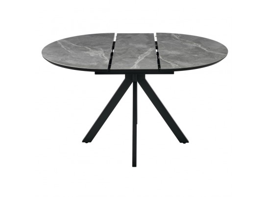 Стол Rudolf круглый раскладной 100-130x100x75см, серый керамогранит, черный в Кургане