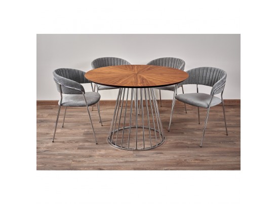 Стол Liverpool диам.110см, шпон орех лучевой набор, с хромированными ножками в Кургане