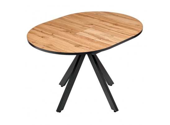 Стол Rudolf круглый раскладной 90-120x90x75см, Дуб Вотан, чёрный в Кургане