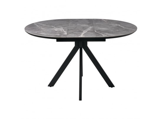 Стол Rudolf круглый раскладной 100-130x100x75см, серый керамогранит, черный в Кургане