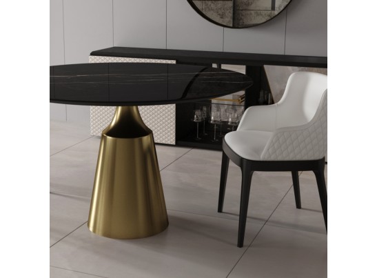 Стол Yoda диам.100см, керамогранит чёрный мрамор в Кургане