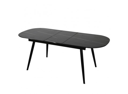 Стол Marble овальный раздвижной 160/200 х 90х 78см, чёрный мрамор в Кургане