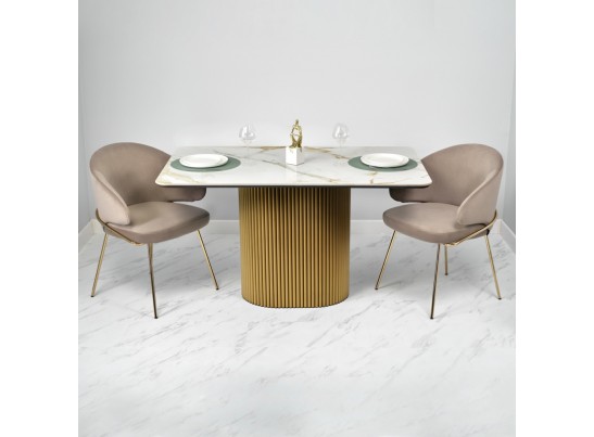 Стол Festa 140x85x77см, керамогранит Calacatte gold мрамор в Кургане