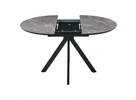 Стол Rudolf круглый раскладной 100-130x100x75см, серый керамогранит, черный в Кургане