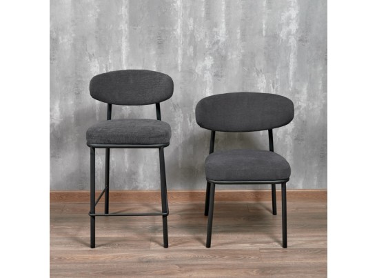 Стул Lucas 2 серый шенилл с чёрными ножками в Кургане