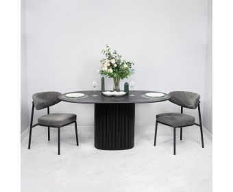 Стул Lucas 2 серый шенилл с чёрными ножками