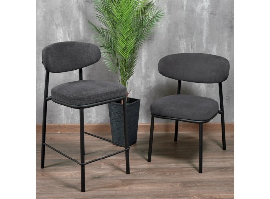 Стул Lucas 2 серый шенилл с чёрными ножками в Кургане