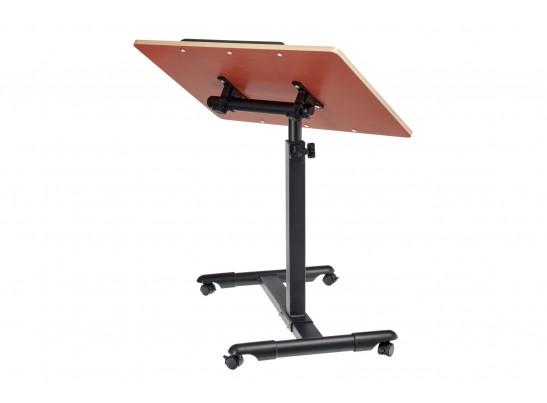 Стол многофункциональный на колёсах, 60x40 см, «РОЛЛИНГ»1 ножка, регул.высота, наклон столешницы, ограничит., мдф, металл, св.дерево, черный в Кургане