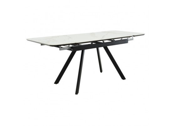 Стол Arthur раскладной 120-184x80x75см, керамогранит белый мрамор Greys White, чёрный в Кургане