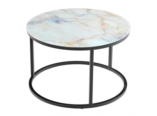 Набор кофейных столиков Tango бежевый мрамор с чёрными ножками, 2шт в Кургане