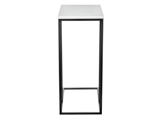 Придиванный столик Loft 50x30см, белый мрамор с черными ножками в Кургане
