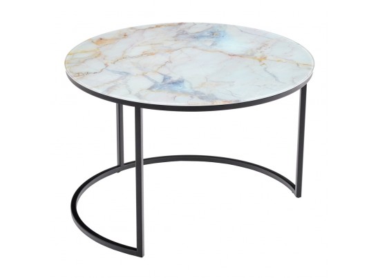 Набор кофейных столиков Tango бежевый мрамор с чёрными ножками, 2шт в Кургане