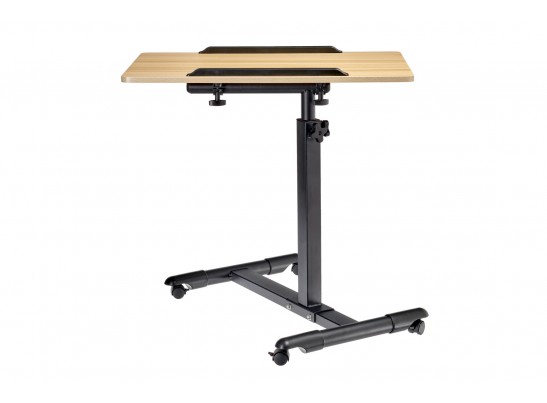 Стол многофункциональный на колёсах, 60x40 см, «РОЛЛИНГ»1 ножка, регул.высота, наклон столешницы, ограничит., мдф, металл, св.дерево, черный в Кургане