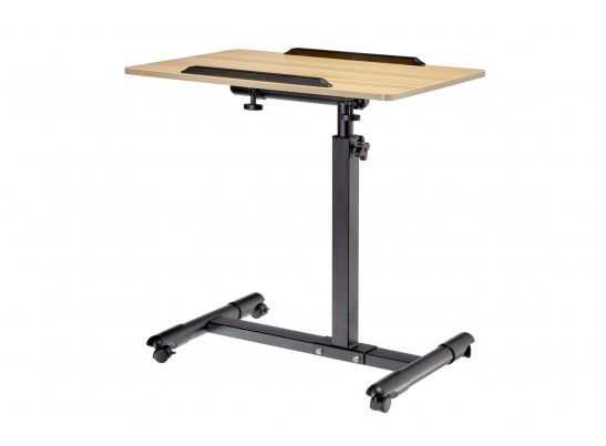 Стол многофункциональный на колёсах, 60x40 см, «РОЛЛИНГ»1 ножка, регул.высота, наклон столешницы, ограничит., мдф, металл, св.дерево, черный в Кургане
