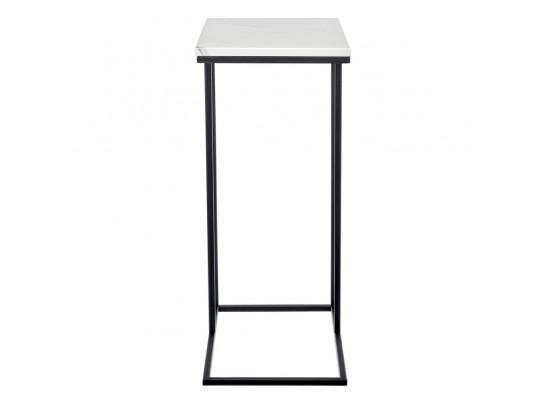 Придиванный столик Loft 50x30см, белый мрамор с черными ножками в Кургане