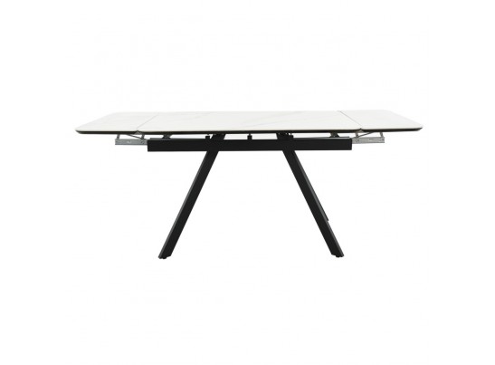 Стол Arthur раскладной 120-184x80x75см, керамогранит белый мрамор Greys White, чёрный в Кургане