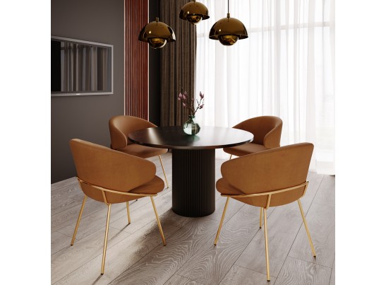 Стул-полукресло Emil кремовый с золотыми ножками в Кургане