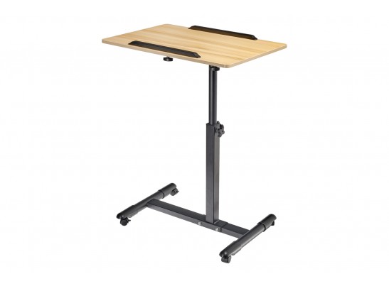 Стол многофункциональный на колёсах, 60x40 см, «РОЛЛИНГ»1 ножка, регул.высота, наклон столешницы, ограничит., мдф, металл, св.дерево, черный в Кургане