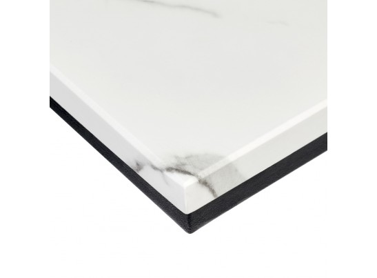 Придиванный столик Loft 50x30см, белый мрамор с черными ножками в Кургане