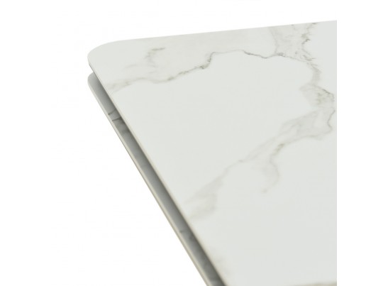 Стол Arthur раскладной 120-184x80x75см, керамогранит белый мрамор Greys White, чёрный в Кургане