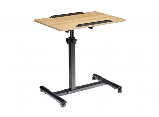 Стол многофункциональный на колёсах, 60x40 см, «РОЛЛИНГ»1 ножка, регул.высота, наклон столешницы, ограничит., мдф, металл, св.дерево, черный в Кургане