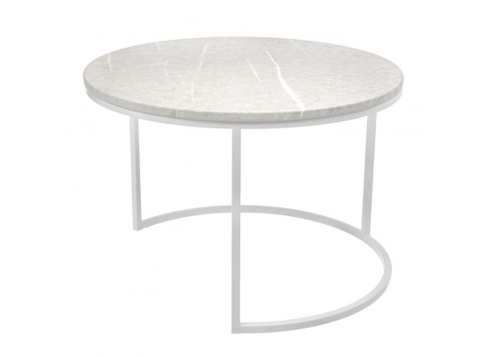 Набор кофейных столиков Tango бежевый мрамор с белыми ножками, 2шт в Кургане