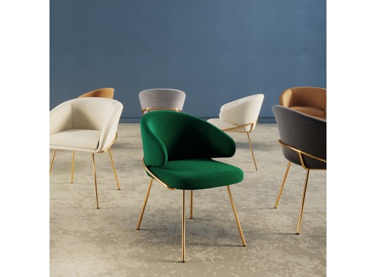 Стул-полукресло Emil кремовый с золотыми ножками в Кургане