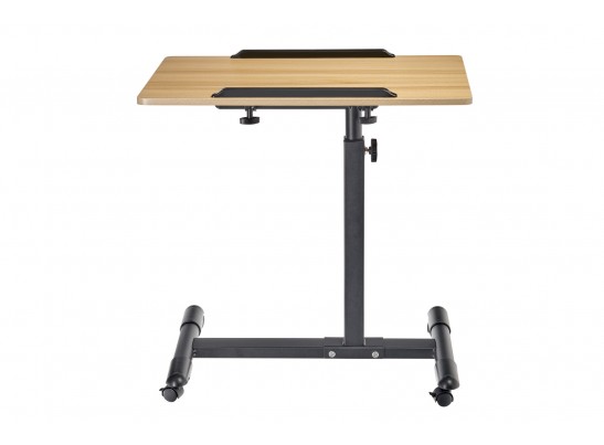 Стол многофункциональный на колёсах, 60x40 см, «РОЛЛИНГ»1 ножка, регул.высота, наклон столешницы, ограничит., мдф, металл, св.дерево, черный в Кургане