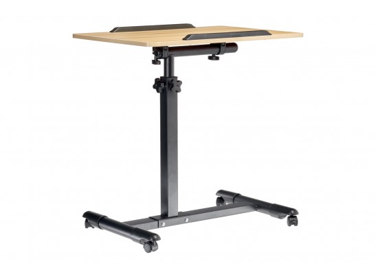 Стол многофункциональный на колёсах, 60x40 см, «РОЛЛИНГ»1 ножка, регул.высота, наклон столешницы, ограничит., мдф, металл, св.дерево, черный в Кургане