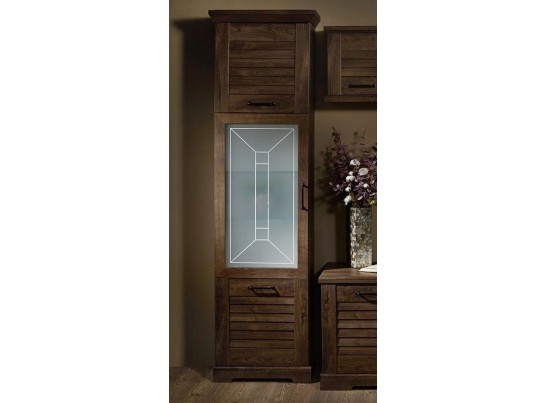 Пенал со стеклом высокий, Кантри (592*410*2104) Орех Риббек темный, 30801 в Кургане