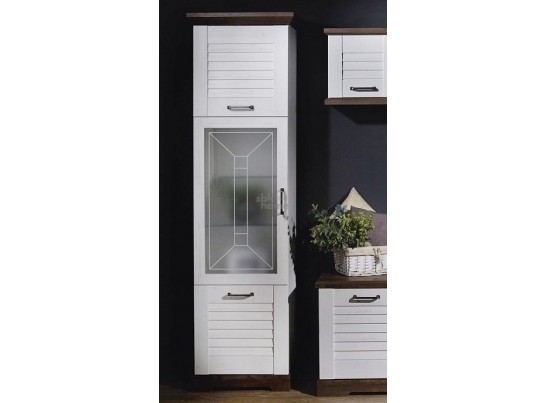 Пенал со стеклом высокий, Кантри (592*410*2104) Сосна Андрерсен/Орех Риббек темный, 30901 в Кургане