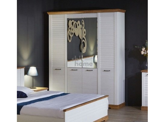 Шкаф 4-х дверный, Кантри (1860*558*2300) Сосна Андерсен, Орех Риббек натуральный, 11508 в Кургане