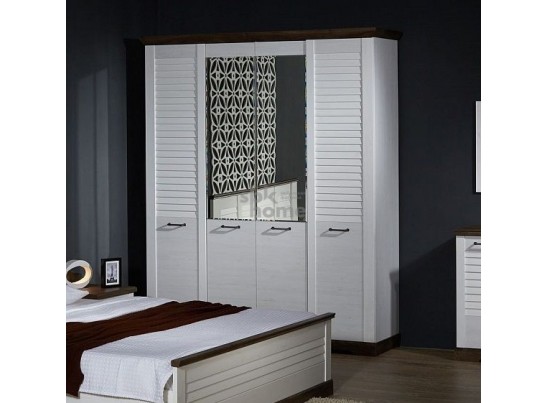 Шкаф 4-х дверный, Кантри (1860*558*2300) Сосна Андрерсен/Орех Риббек темный, 11408 в Кургане