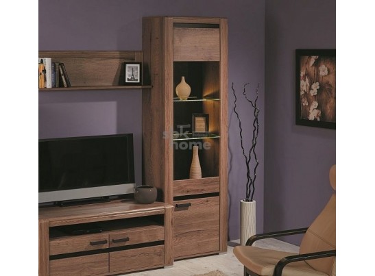 Шкаф Б-2 со стеклом, Бруна (650*384*2102) Дуб галифакс Табак, 30102 в Кургане