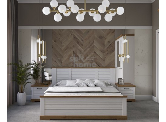 Кровать 1400, Кантри (1680*2095*1008) Сосна Андерсен, Орех Риббек натуральный, 11503 в Кургане