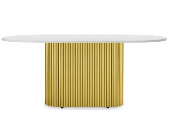 Деревянный стол Барон О 160 х 90 белая пленка шагрень / золотые ноги