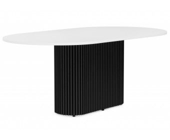 Деревянный стол Барон О 180 х 90 белая пленка шагрень / черный