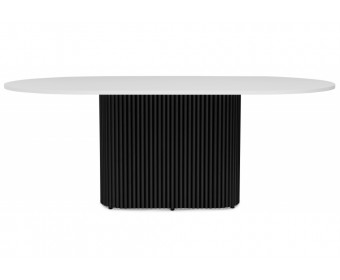 Деревянный стол Барон О 180 х 90 белая пленка шагрень / черный