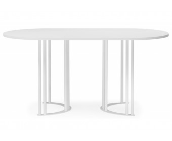 Деревянный стол Хьюго О 160 х 90 белая шагрень пленка / белый